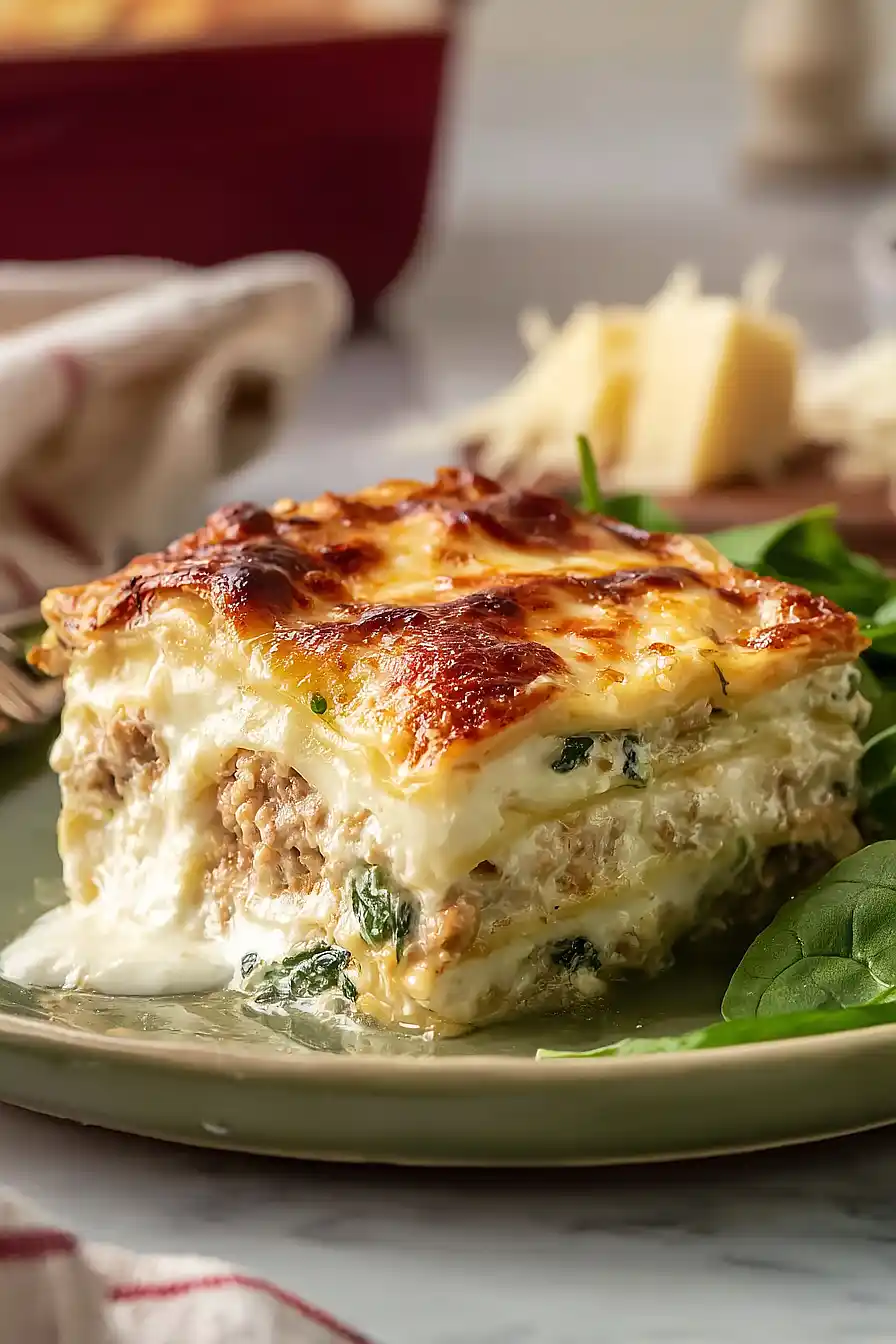 ground turkey lasagna with white sauce