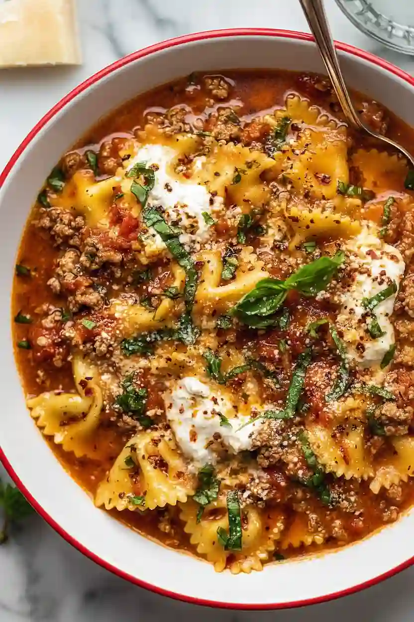 ground turkey lasagna soup