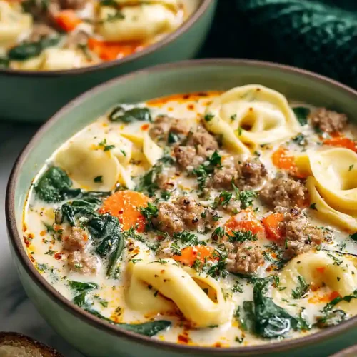 Sausage Tortellini Soup with Spinach