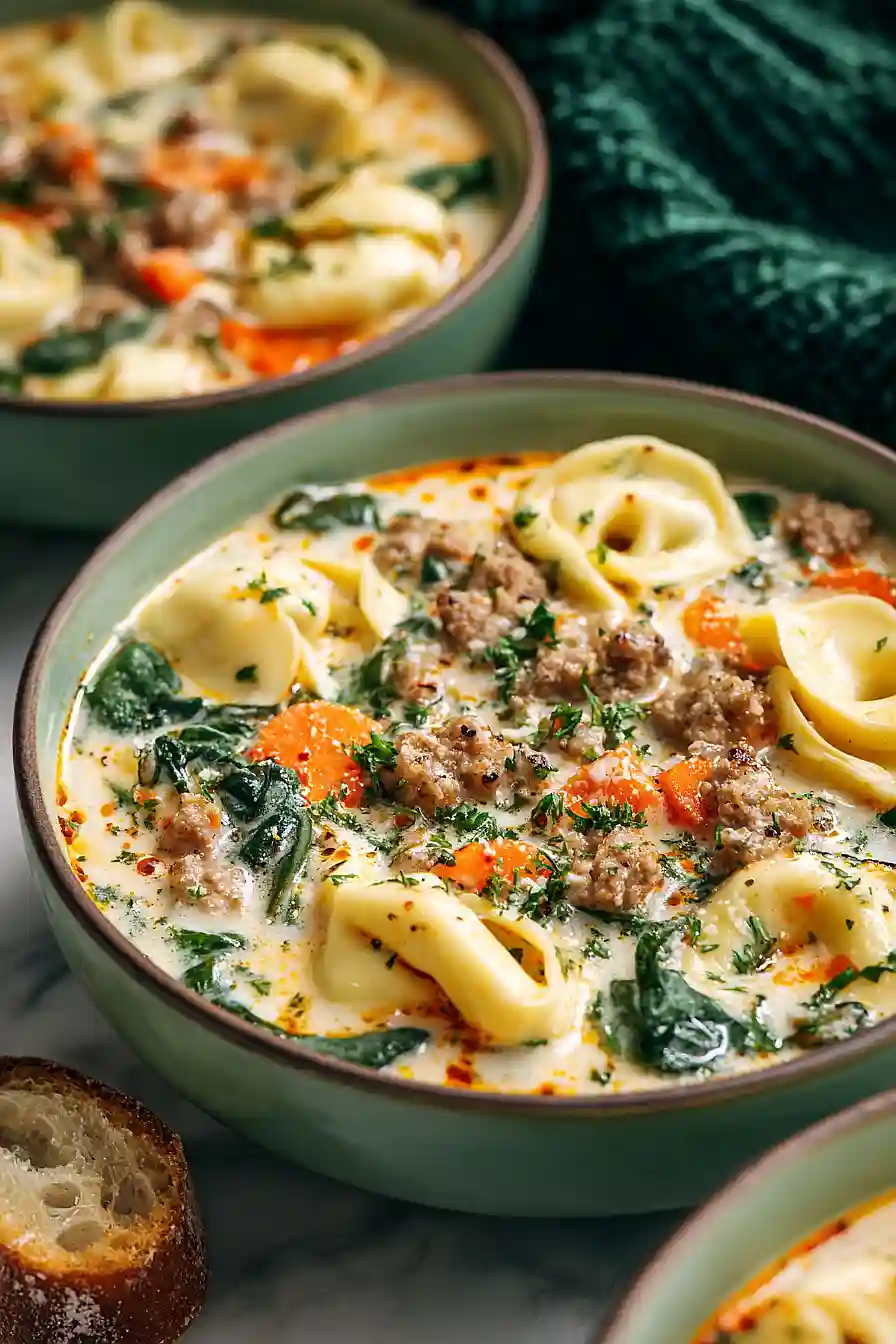Sausage Tortellini Soup with Spinach