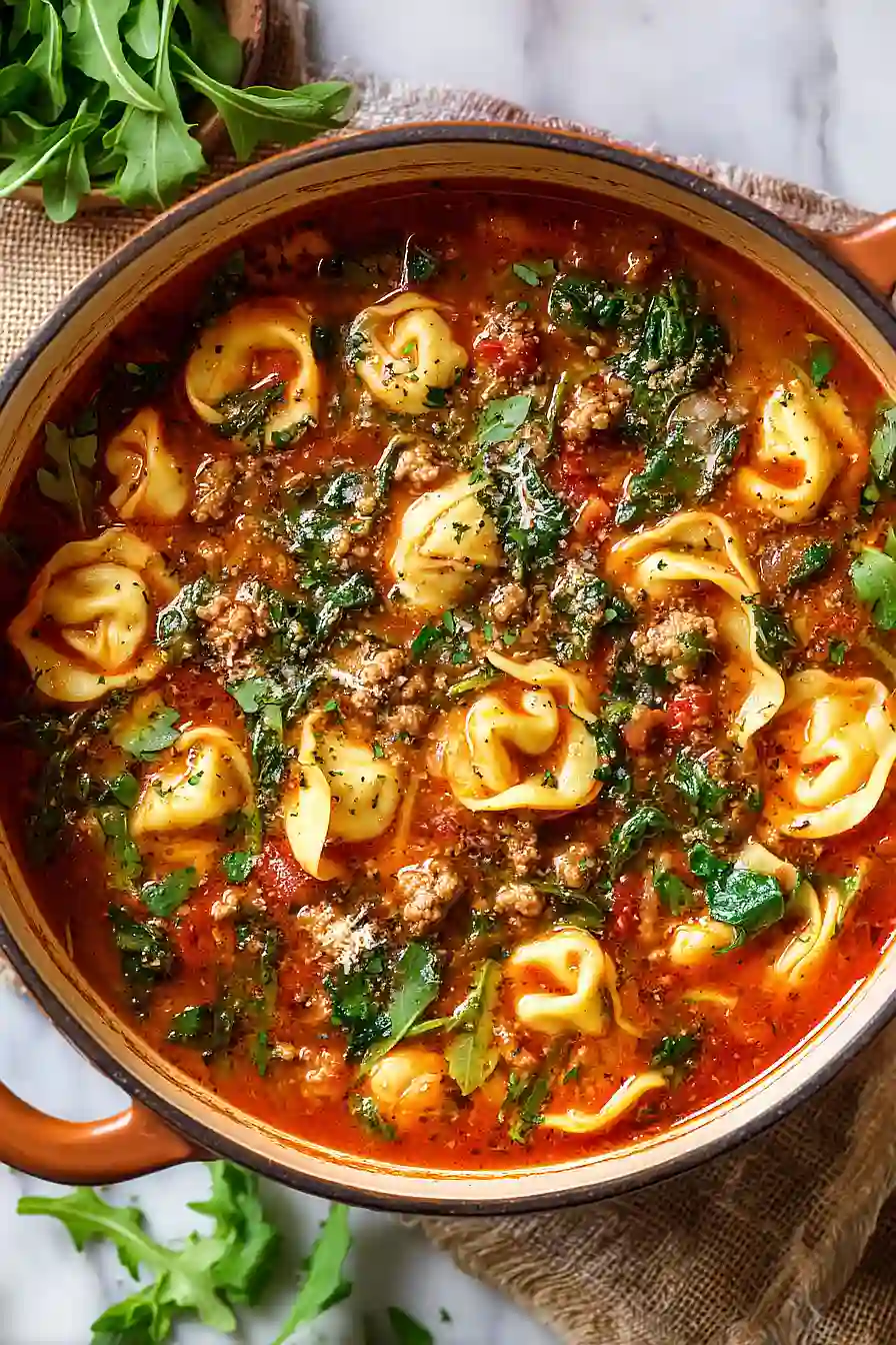 tortellini soup with arugula