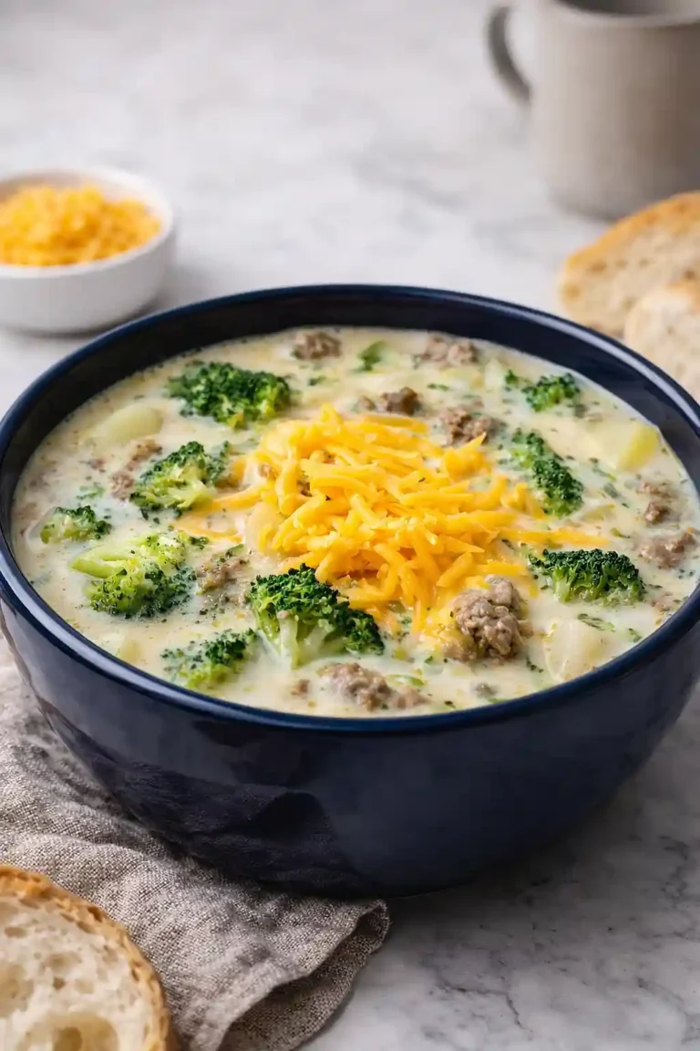 Broccoli Cheese Soup with Ground Beef