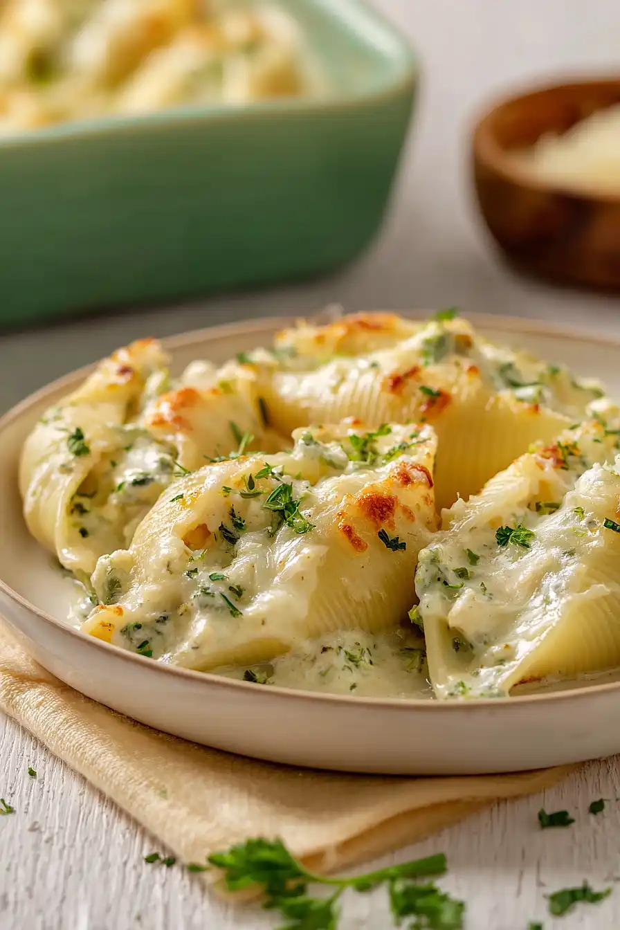 Baked Chicken Alfredo Stuffed Shells