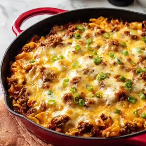 Cheesy Ground Beef Casserole with Cream Cheese