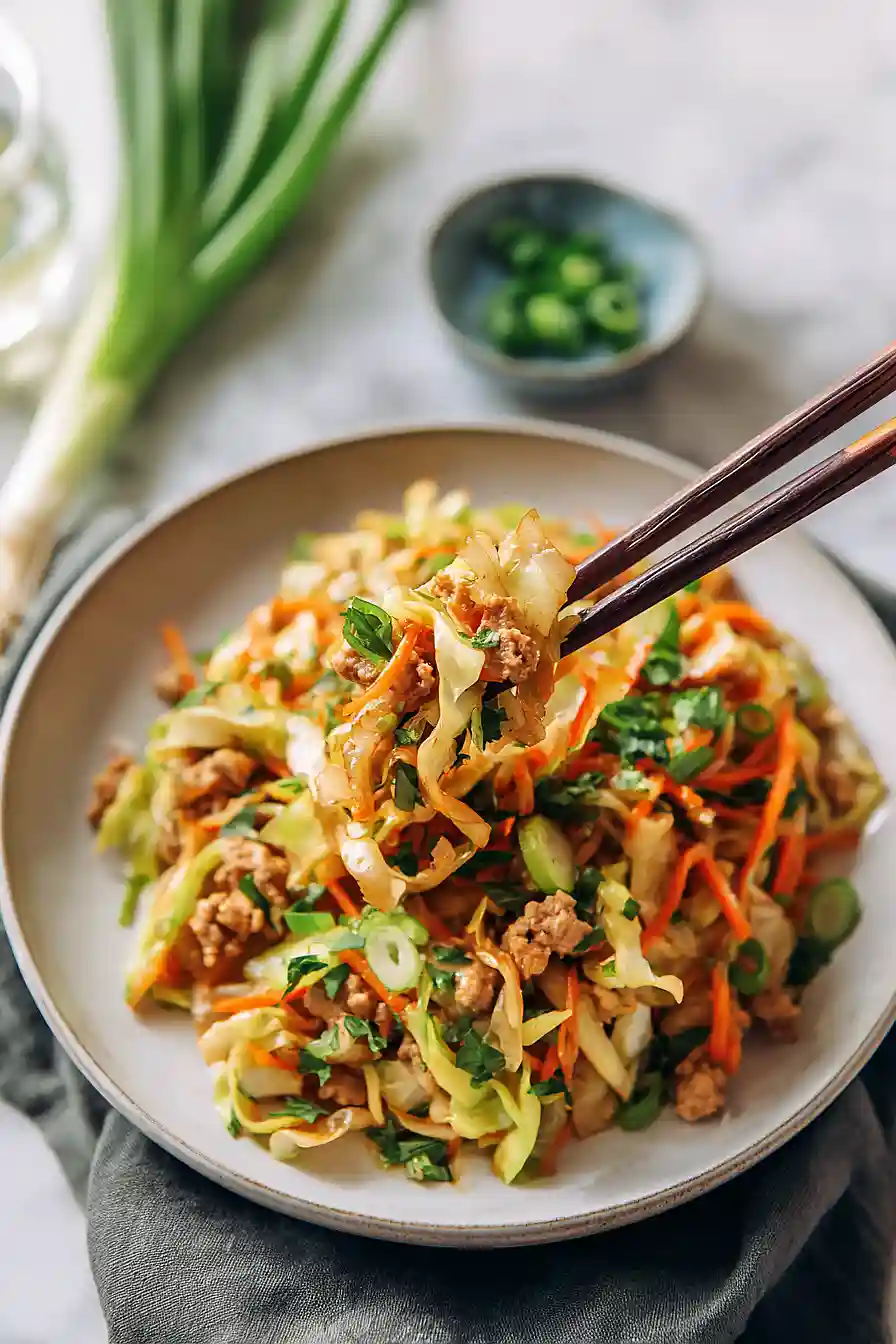 Ground Chicken & Cabbage Stir Fry