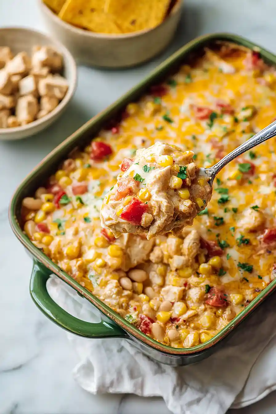 Slow Cooker White Chicken Chili Casserole