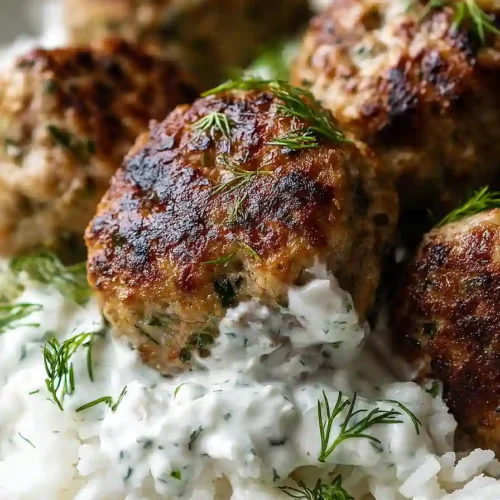 Greek Turkey Meatballs with Tzatziki
