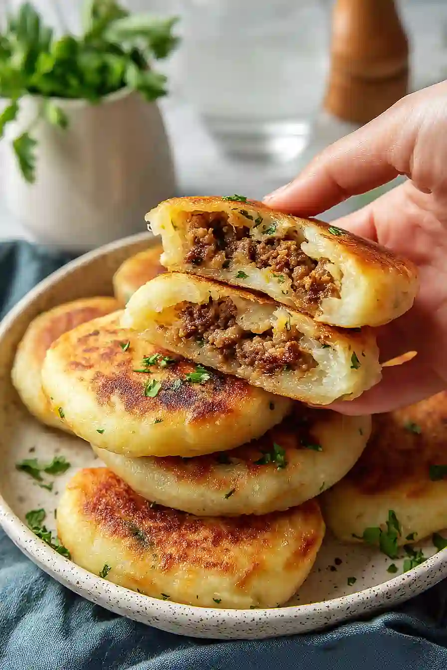 meat stuffed potato cakes