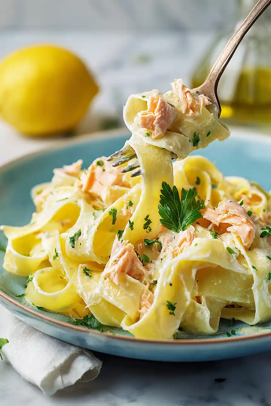 lemon pasta with salmon