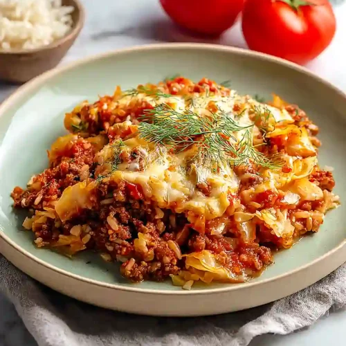Unstuffed Ground Beef Cabbage Roll Casserole