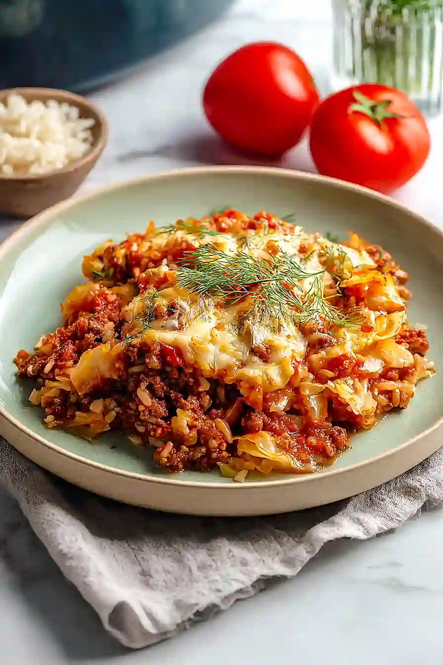 Unstuffed Ground Beef Cabbage Roll Casserole