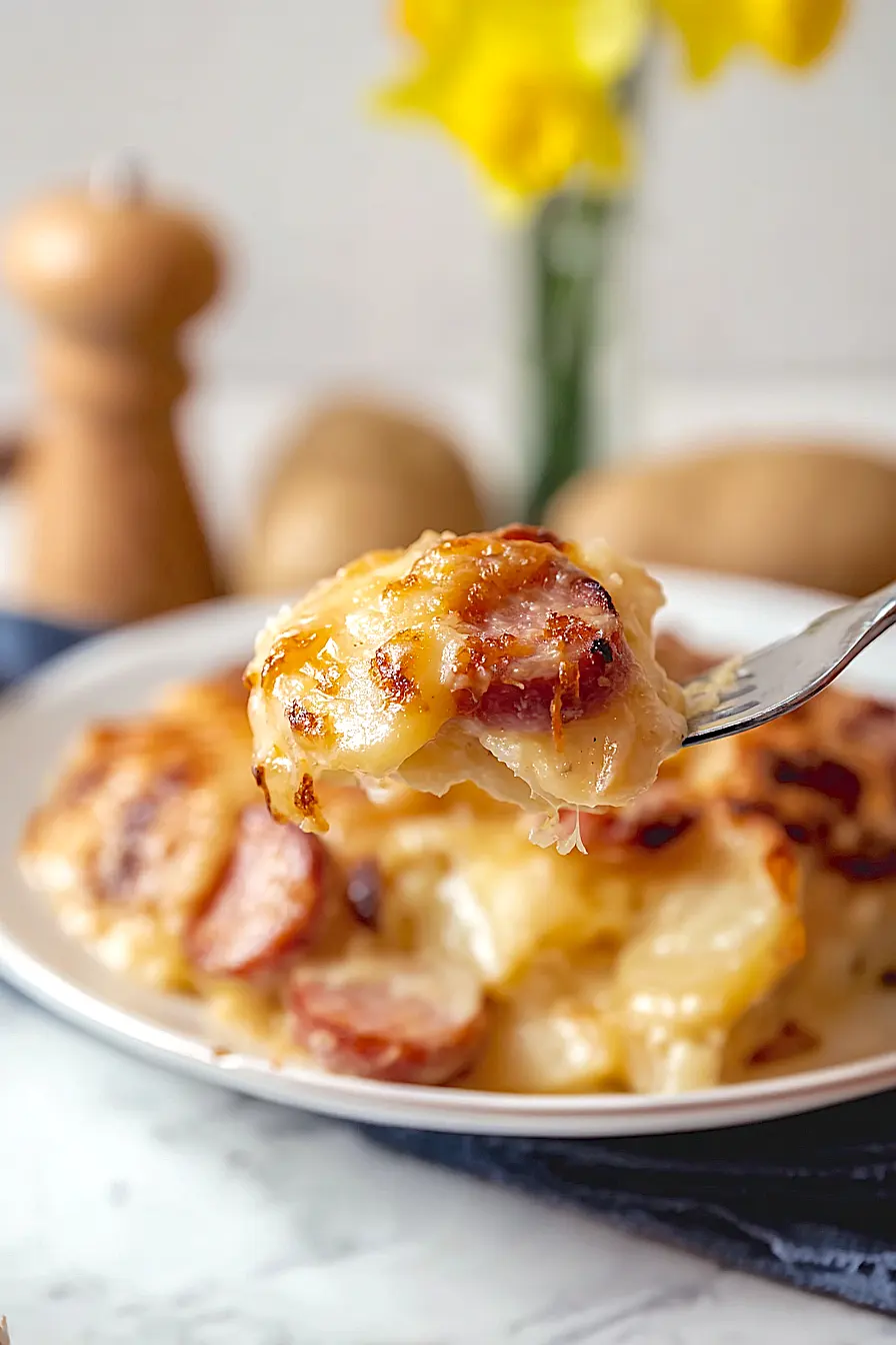 scalloped potatoes and kielbasa