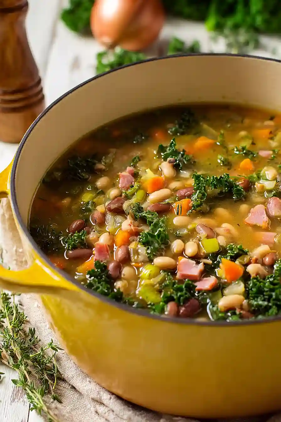 16 bean soup with ham and kale