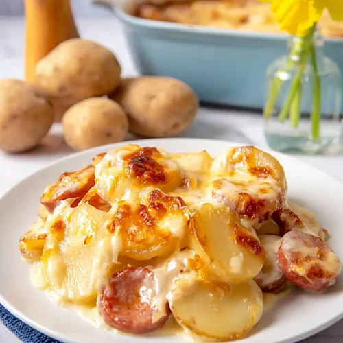 scalloped potatoes and kielbasa