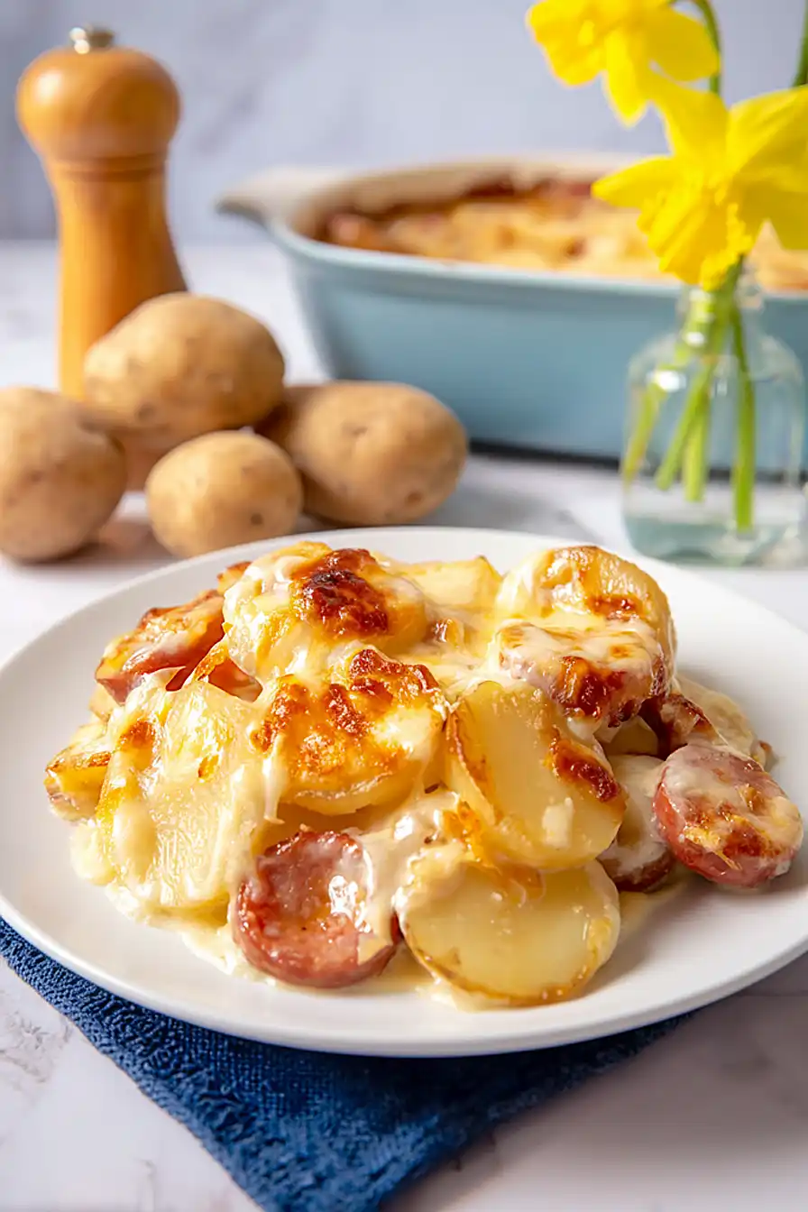 scalloped potatoes and kielbasa