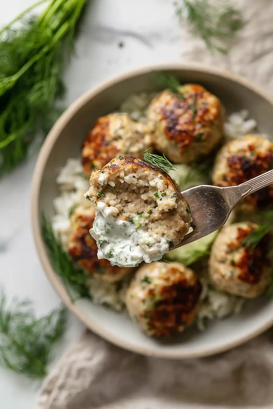 Greek Turkey Meatballs with Tzatziki