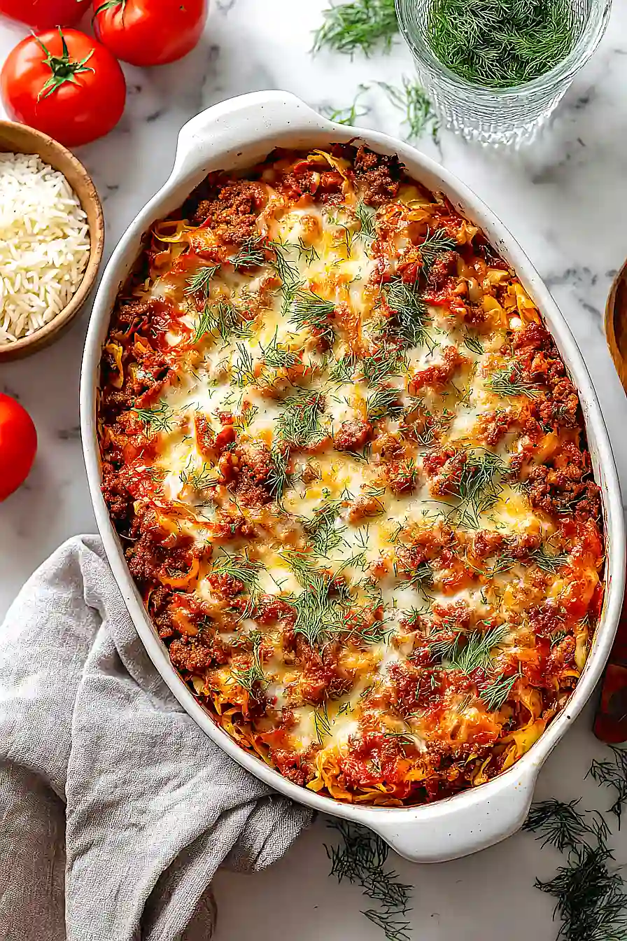 Unstuffed Ground Beef Cabbage Roll Casserole