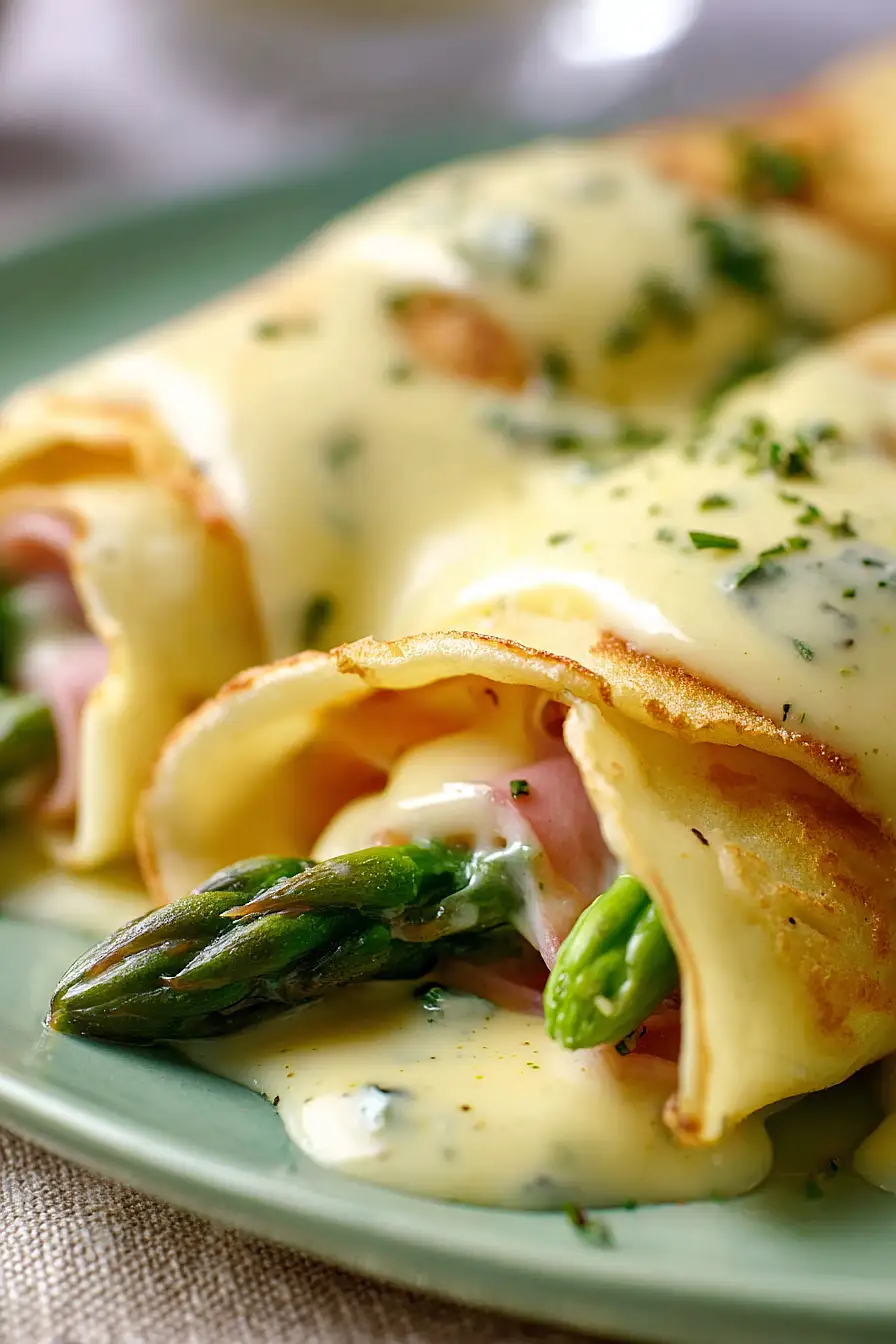 ham and asparagus crepes