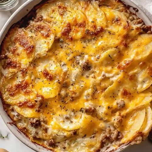 Cheesy Ground Beef & Potato Casserole