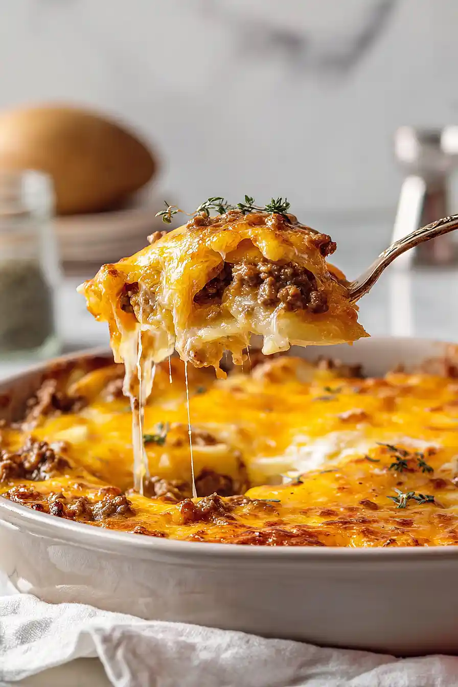 Cheesy Ground Beef & Potato Casserole