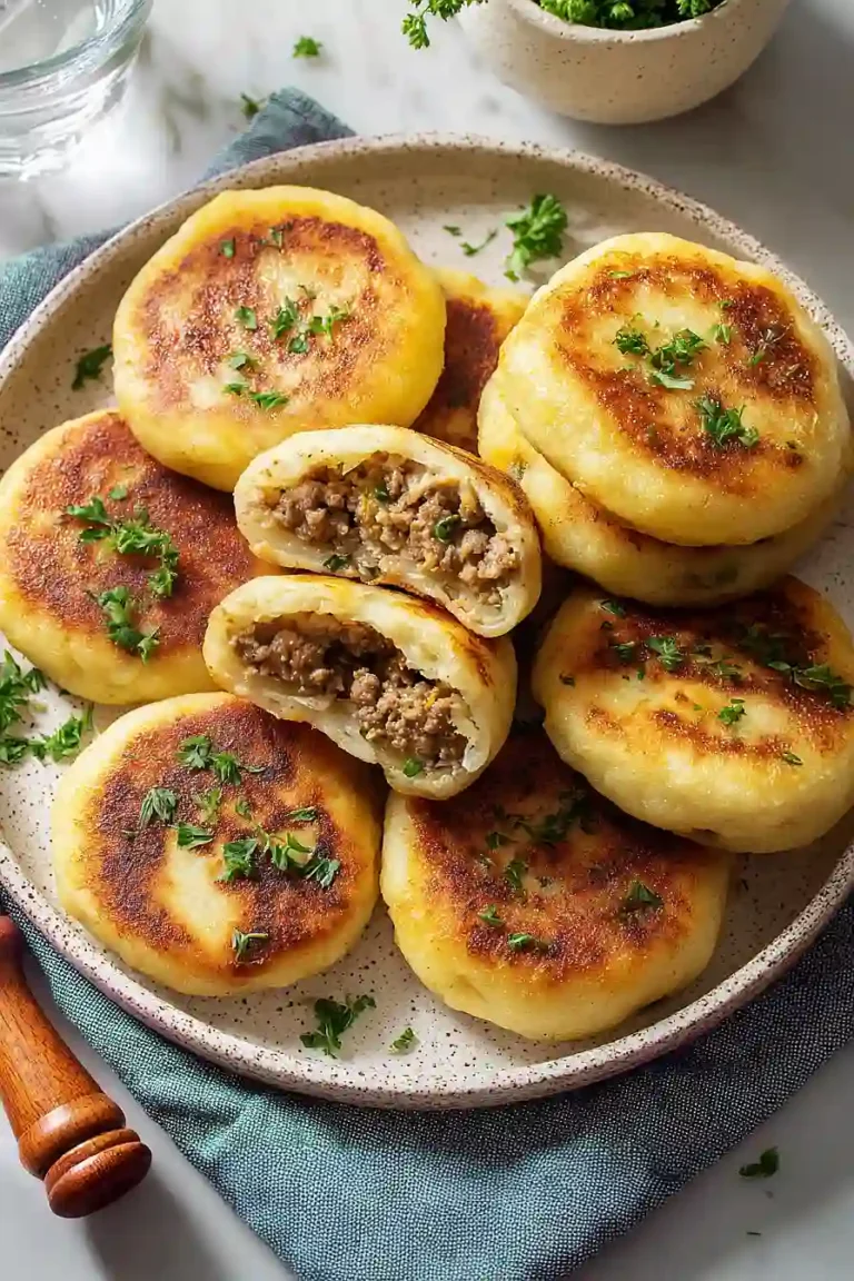 meat stuffed potato cakes