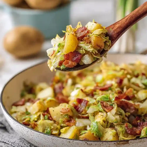 Fried Cabbage and Potatoes with Bacon