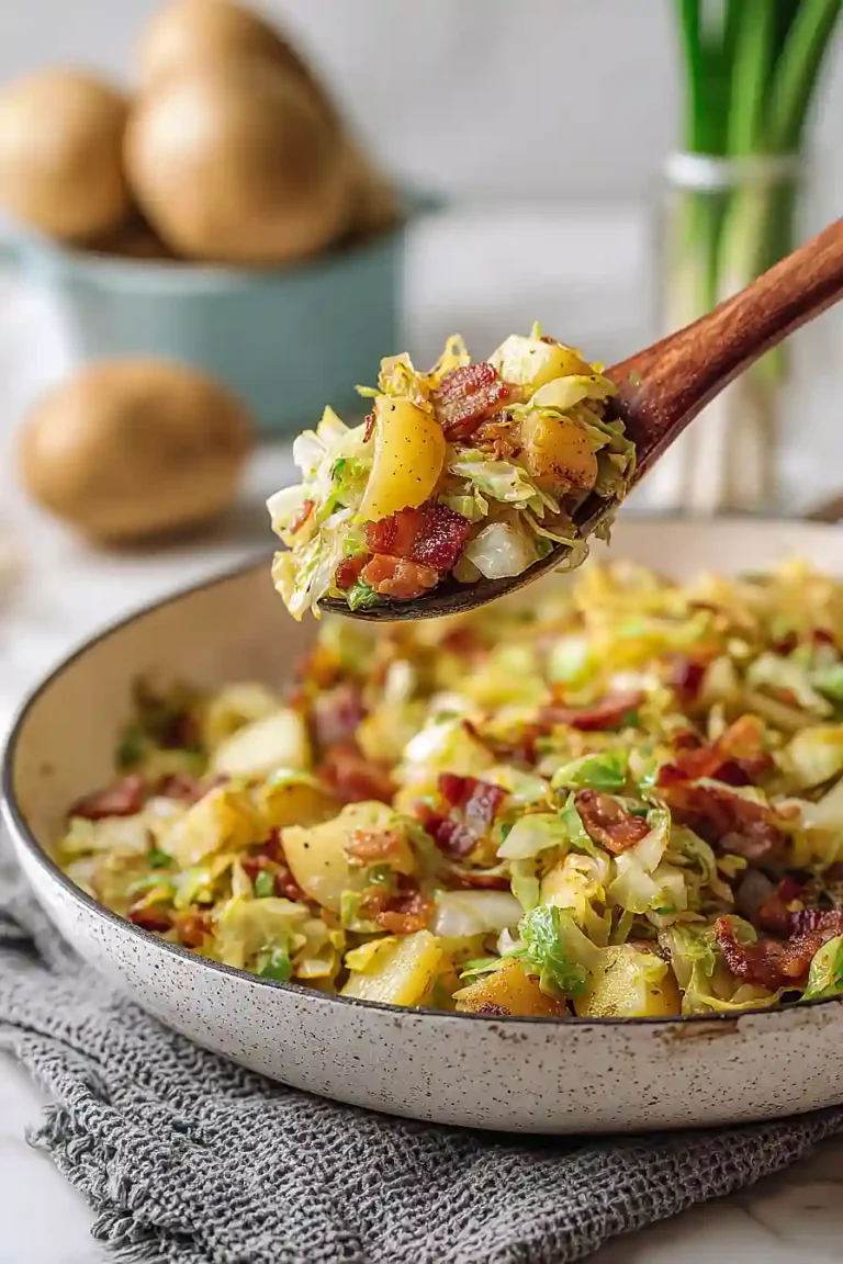 Fried Cabbage and Potatoes with Bacon