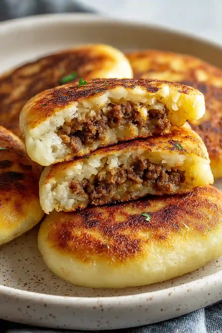 meat stuffed potato cakes