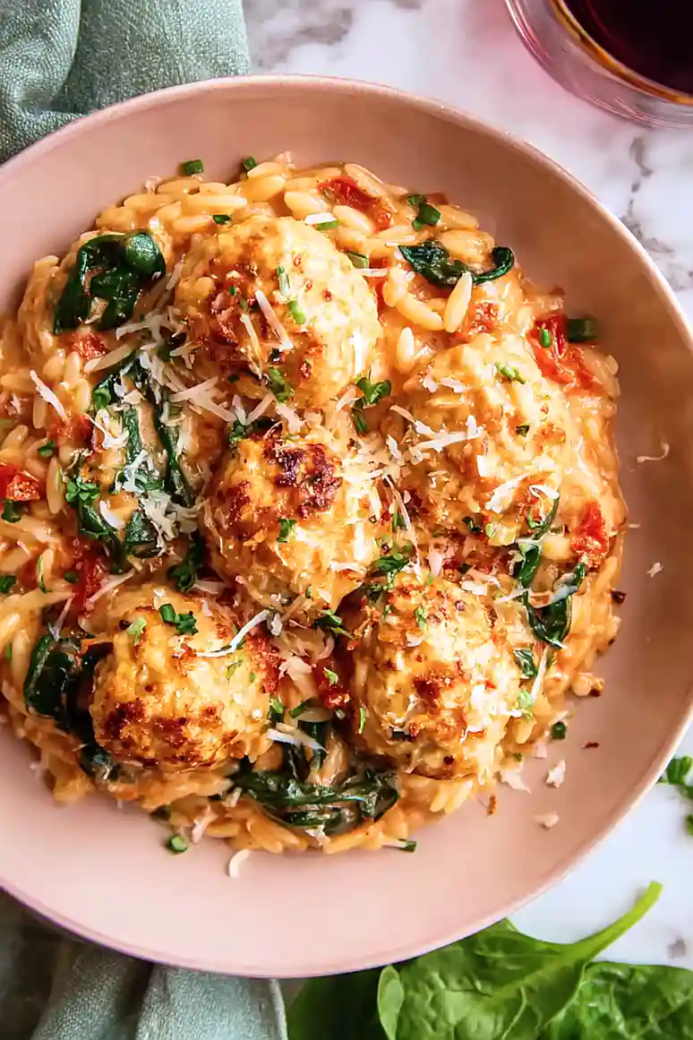 Marry Me Chicken Meatballs Orzo