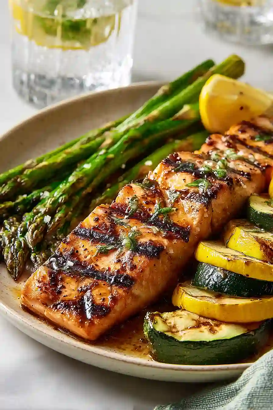grilled salmon and veggies