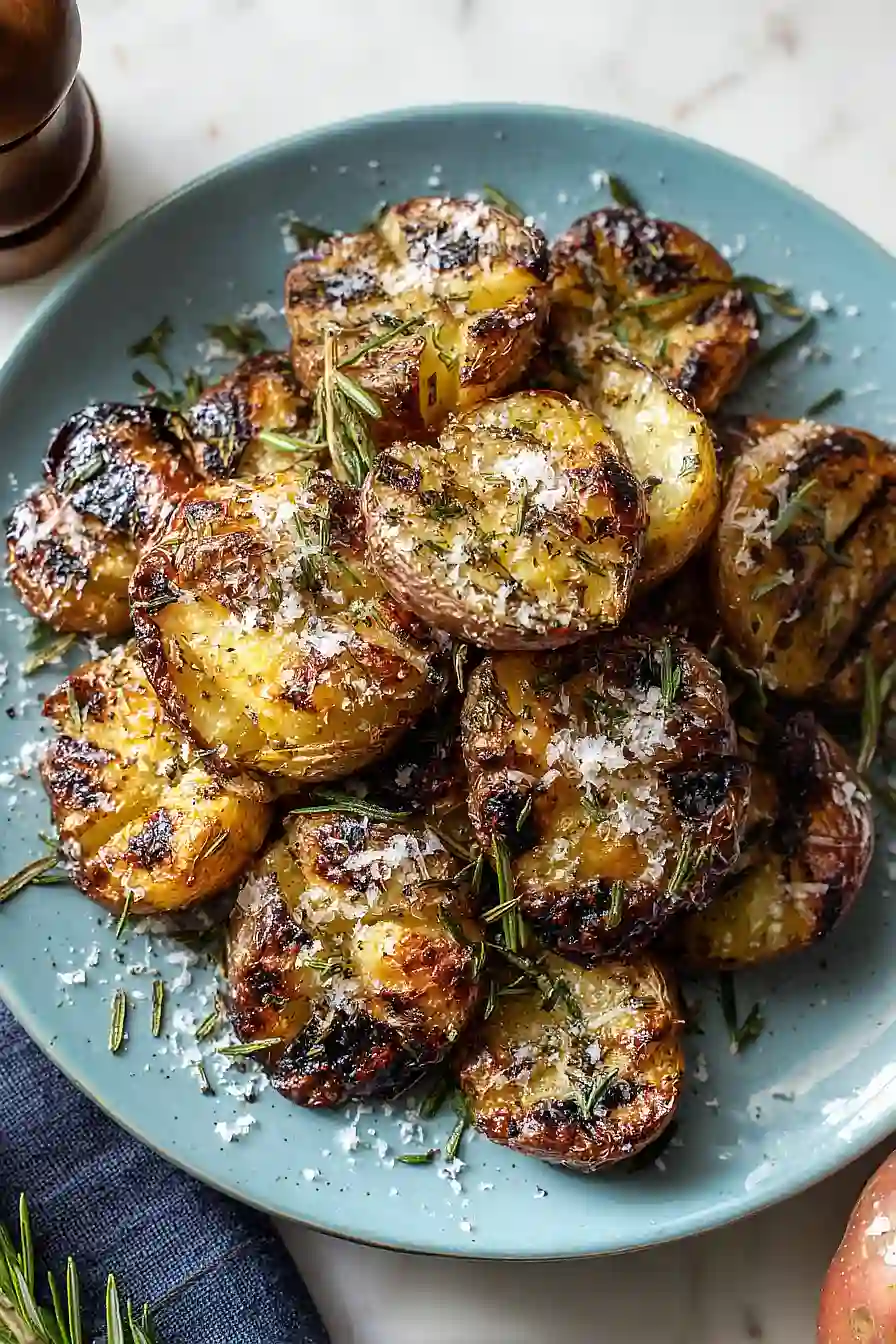 grilled garlic rosemary smashed potatoes