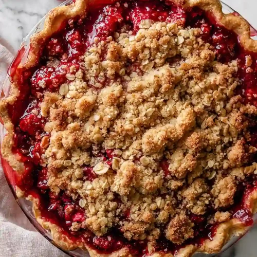 raspberry rhubarb crumble pie