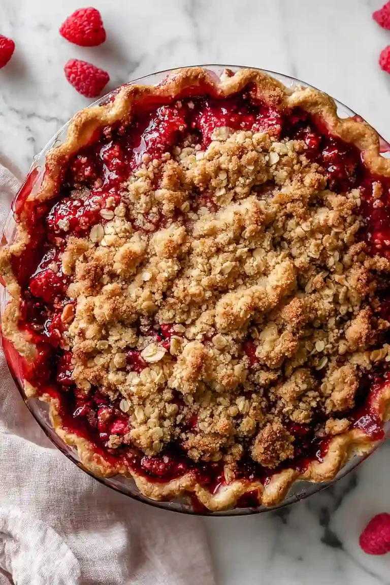 raspberry rhubarb crumble pie
