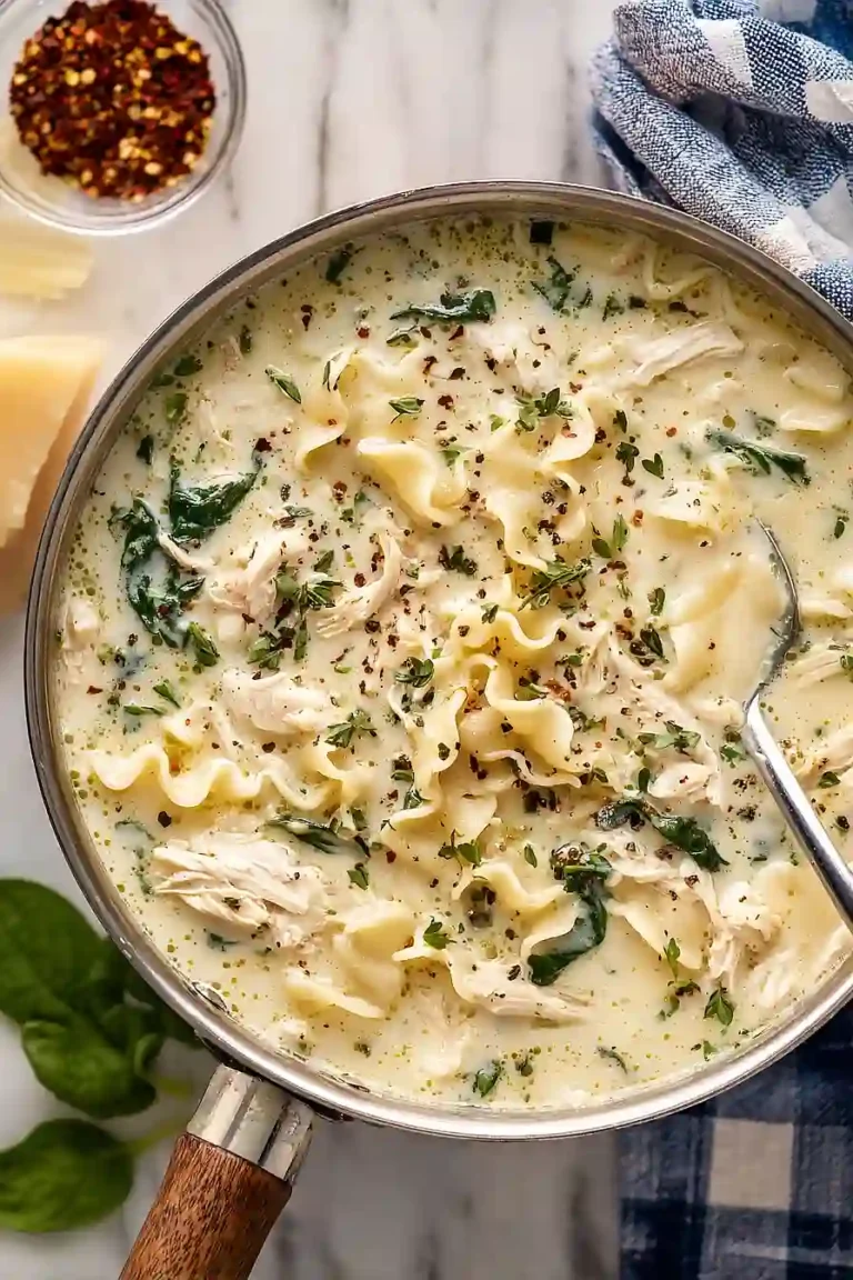 White Chicken Lasagna Soup