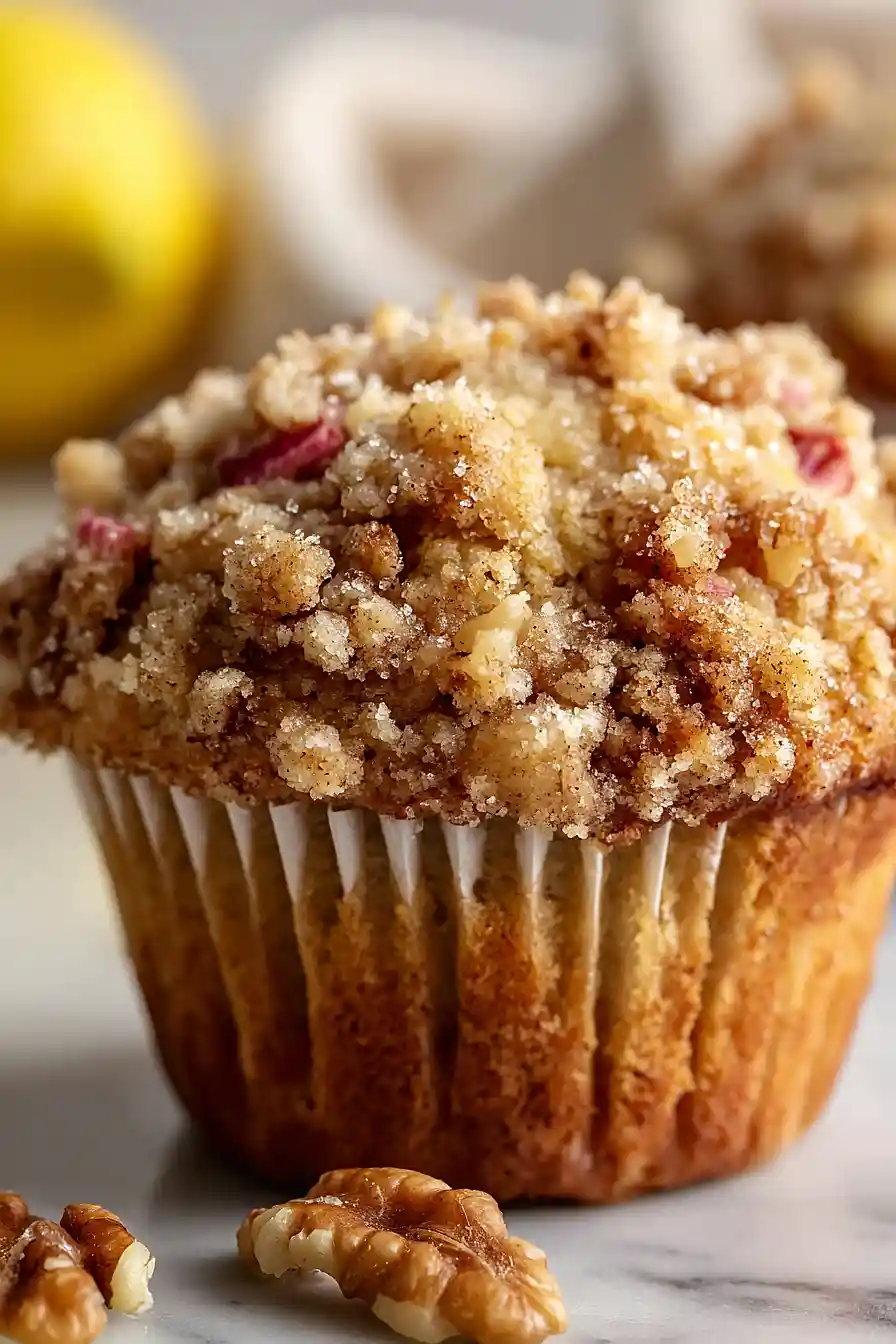 rhubarb nut muffins