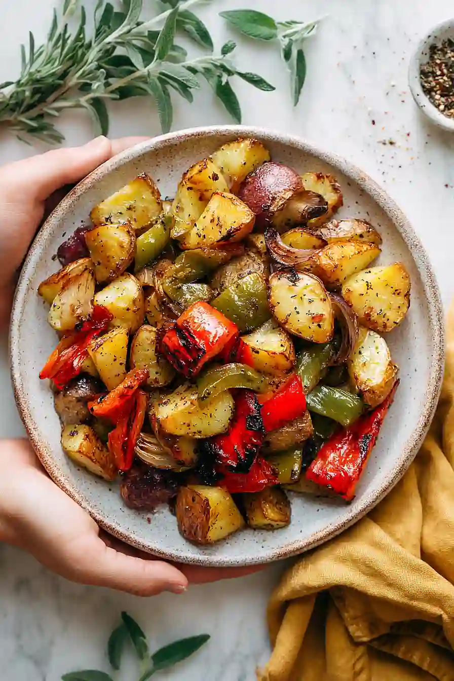 grilled potatoes and peppers