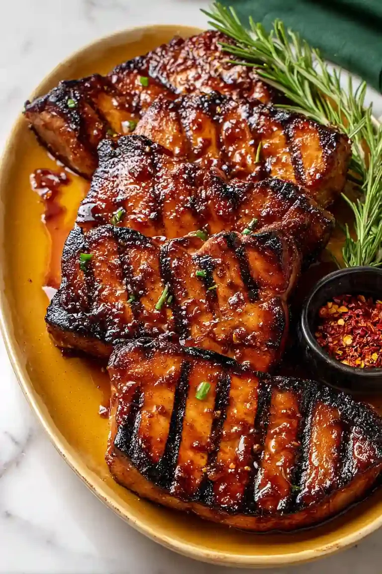 grilled honey garlic pork chops
