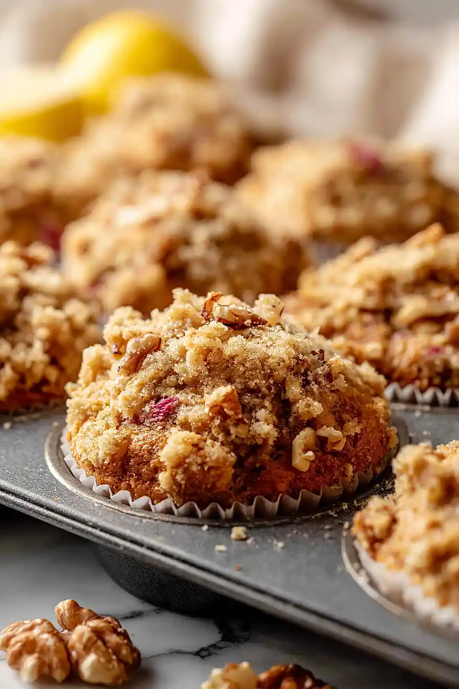 rhubarb nut muffins