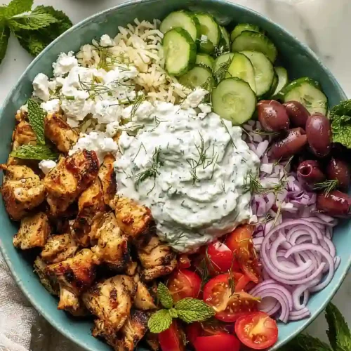 greek chicken gyro bowls