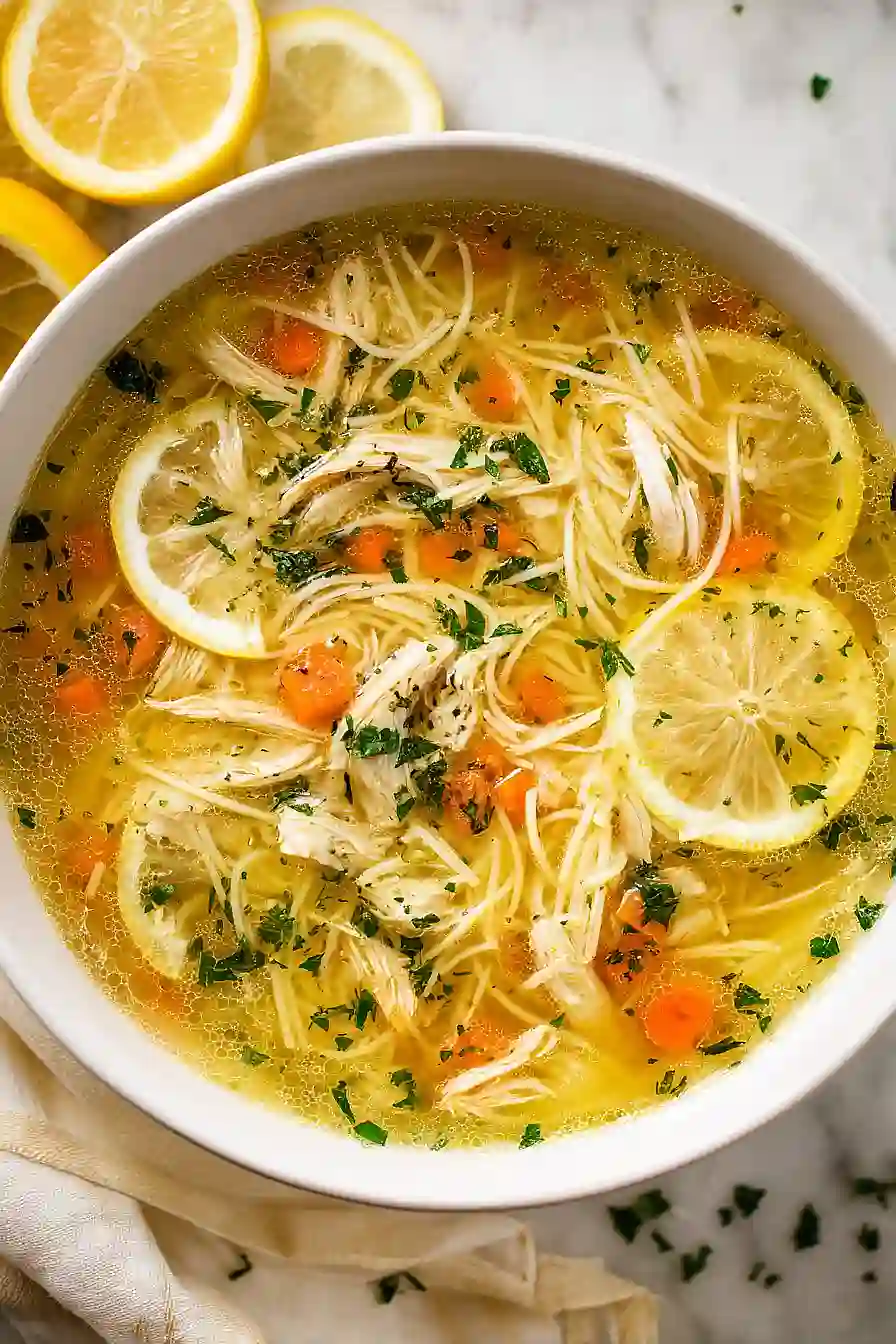 chicken noodle soup with lemon