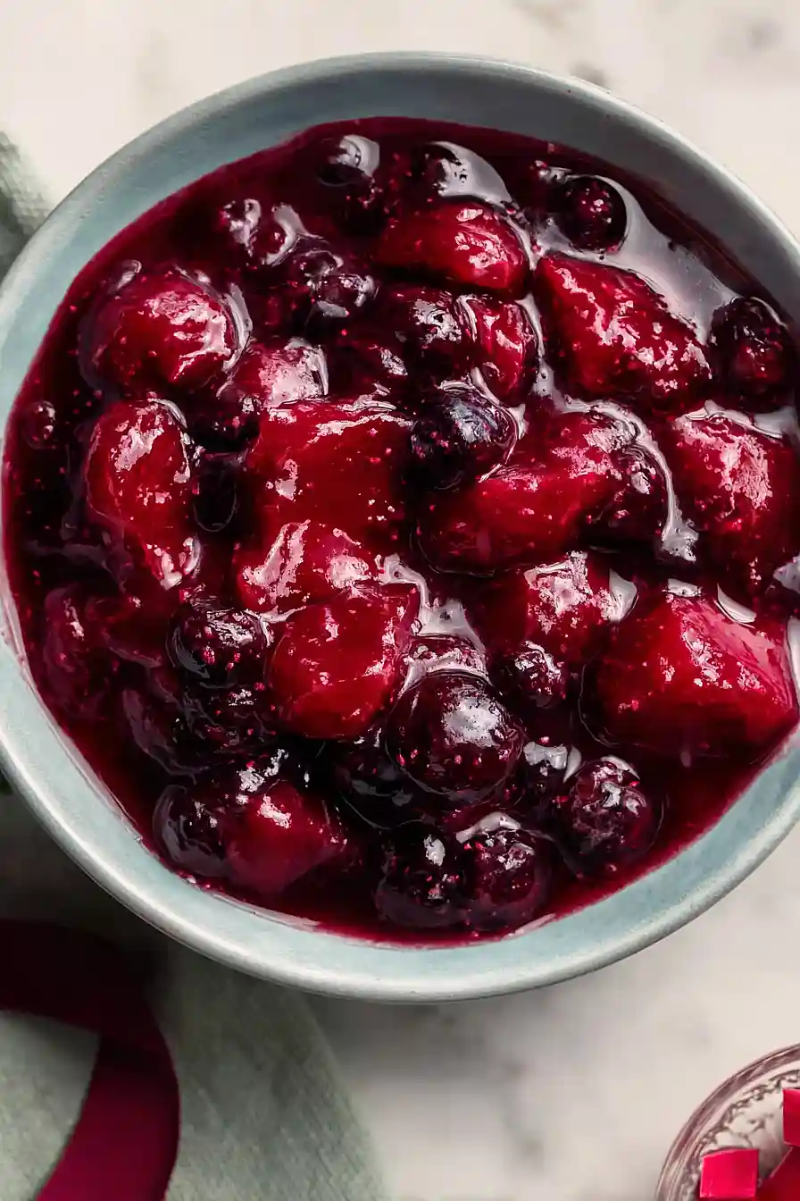 rhubarb and blueberry compote