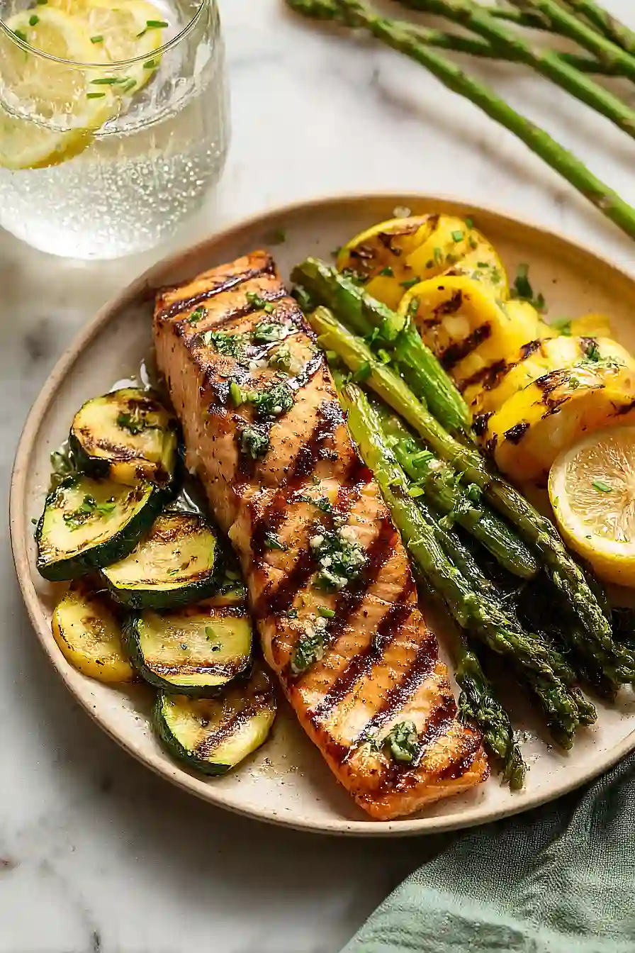 grilled salmon and veggies