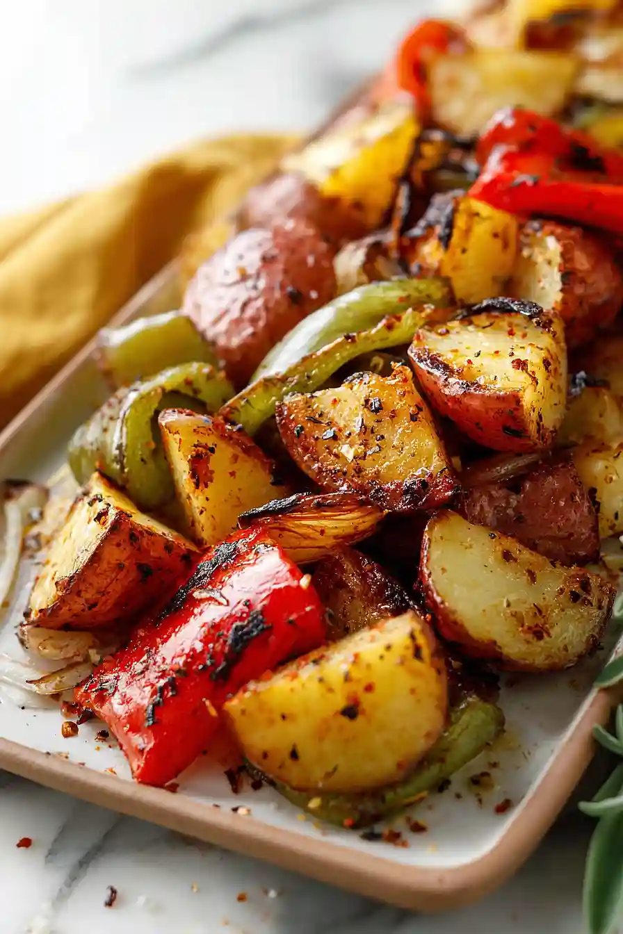 grilled potatoes and peppers