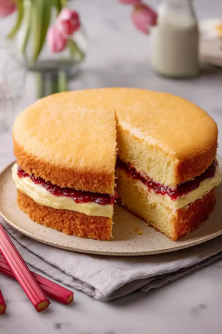 rhubarb and custard layer cake