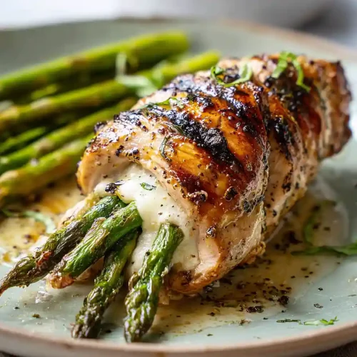 asparagus stuffed grilled chicken breast