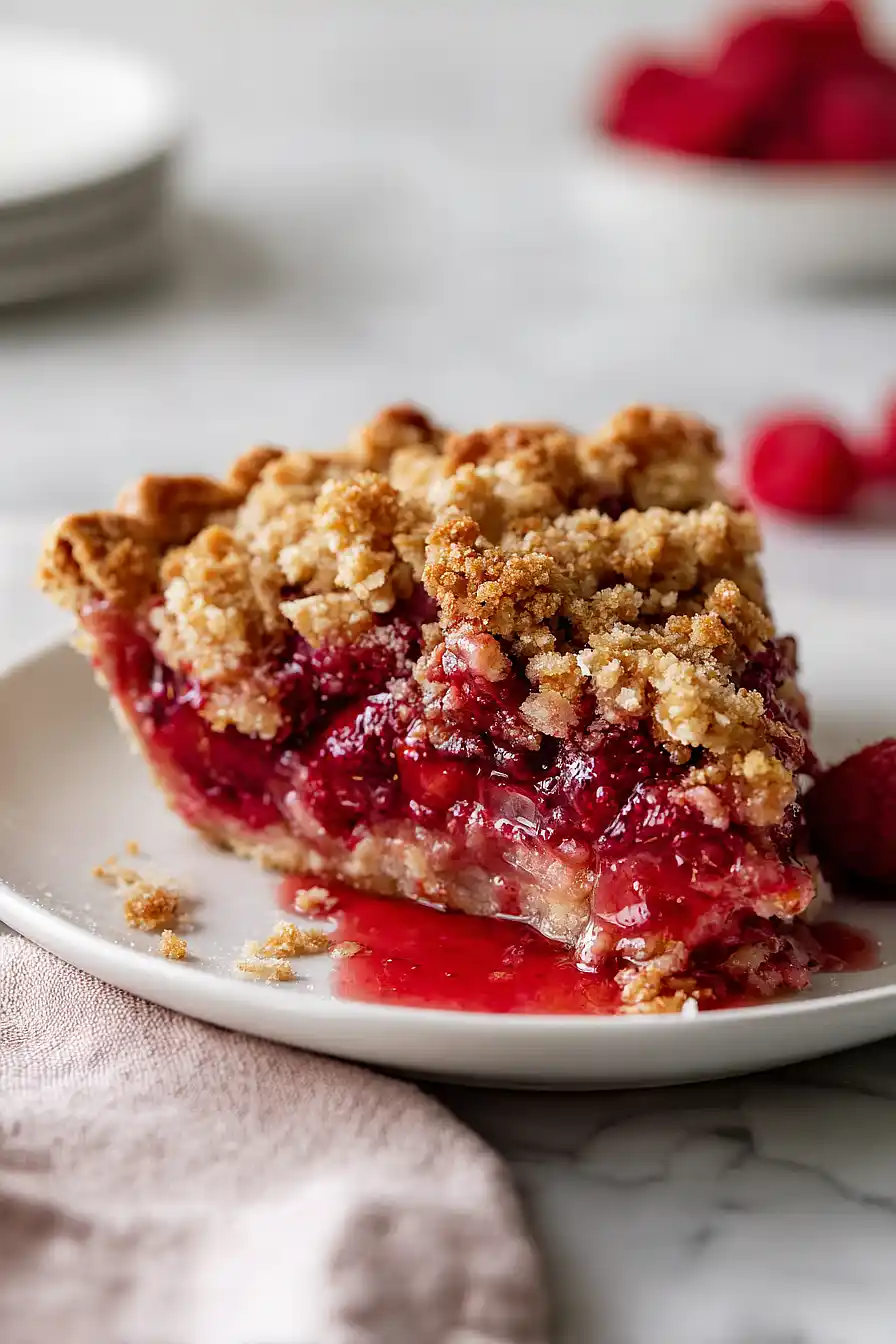 raspberry rhubarb crumble pie