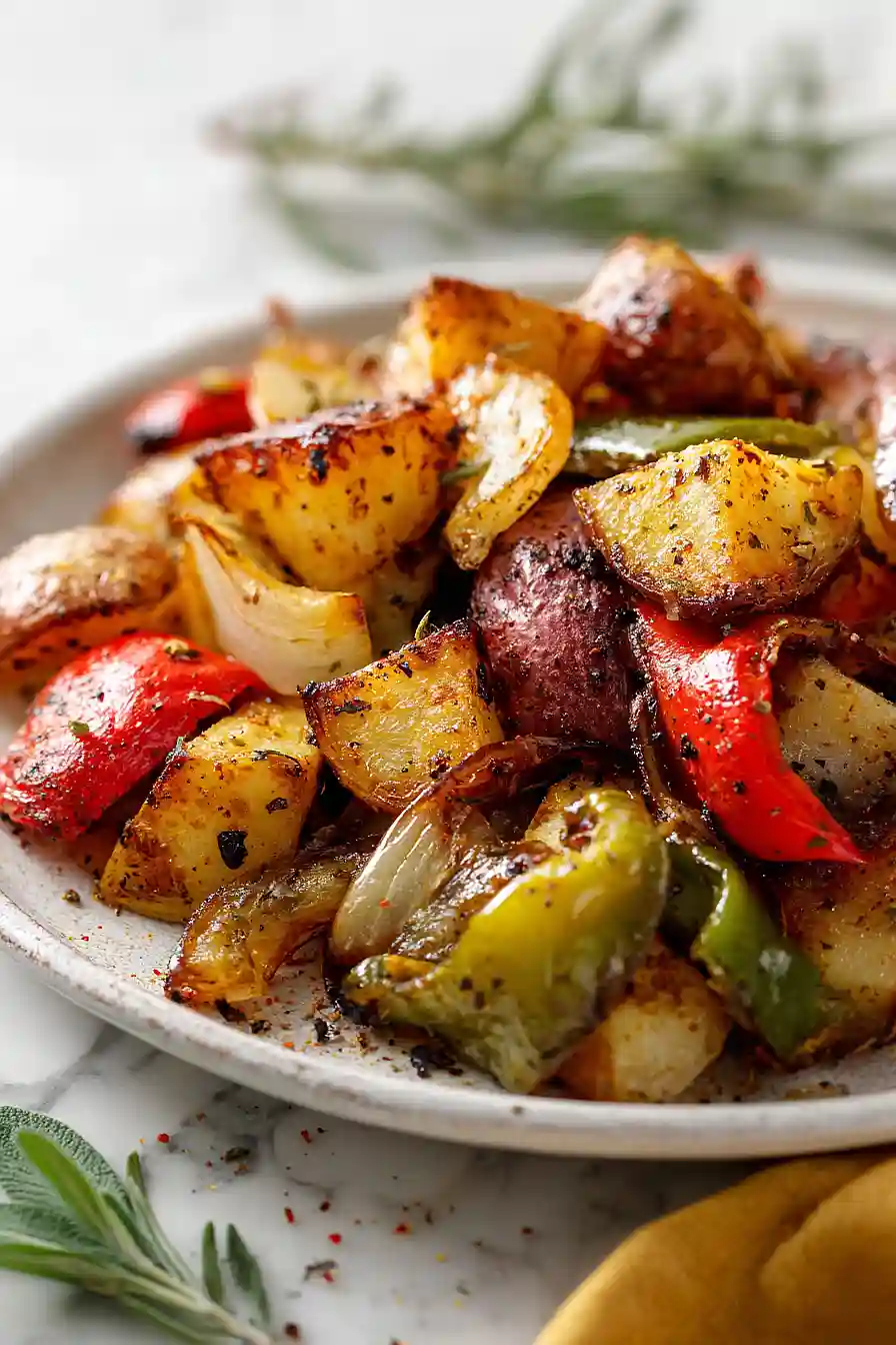 grilled potatoes and peppers
