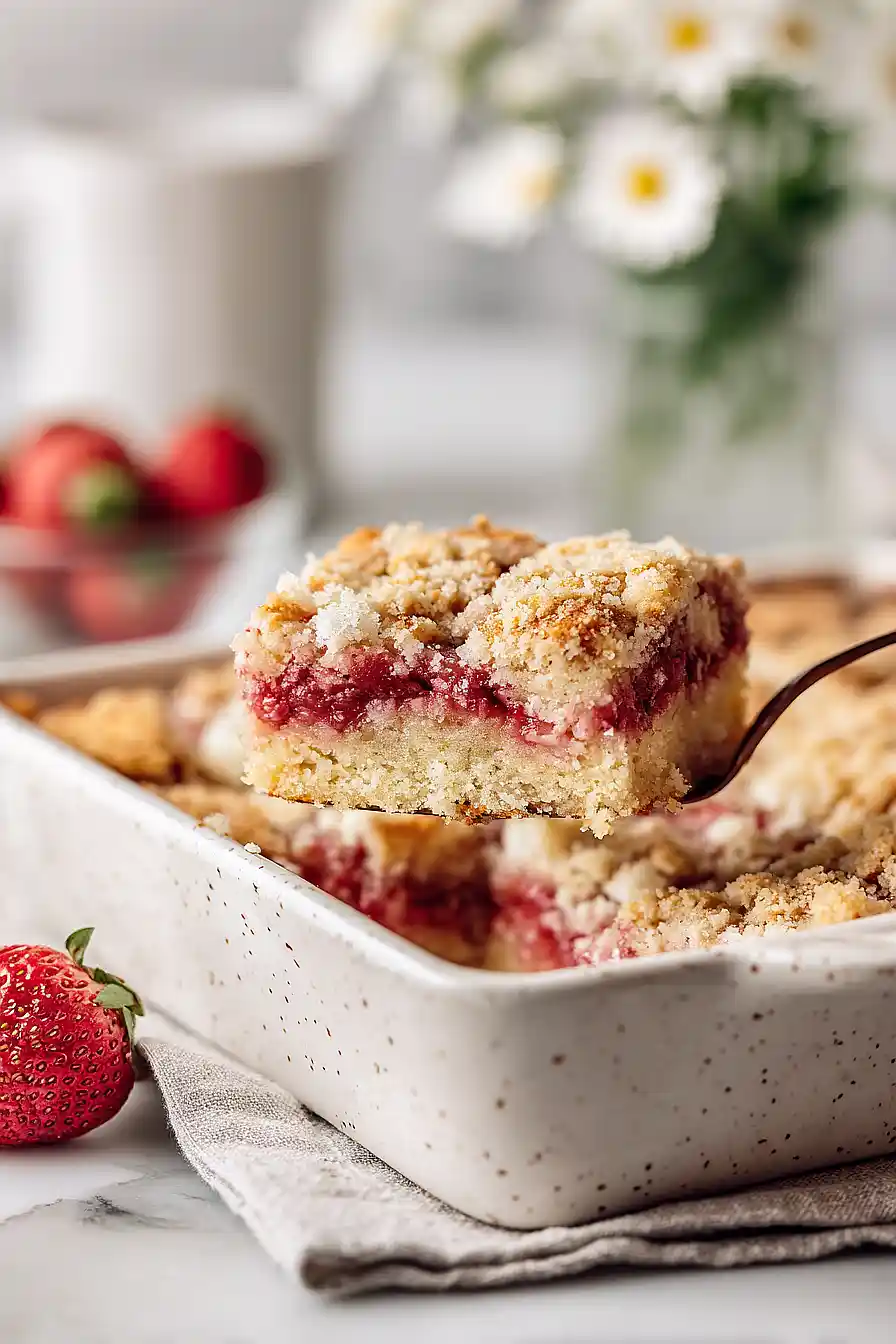 rhubarb cake with strawberry jello