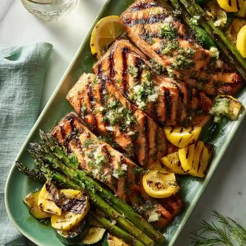 grilled salmon and veggies