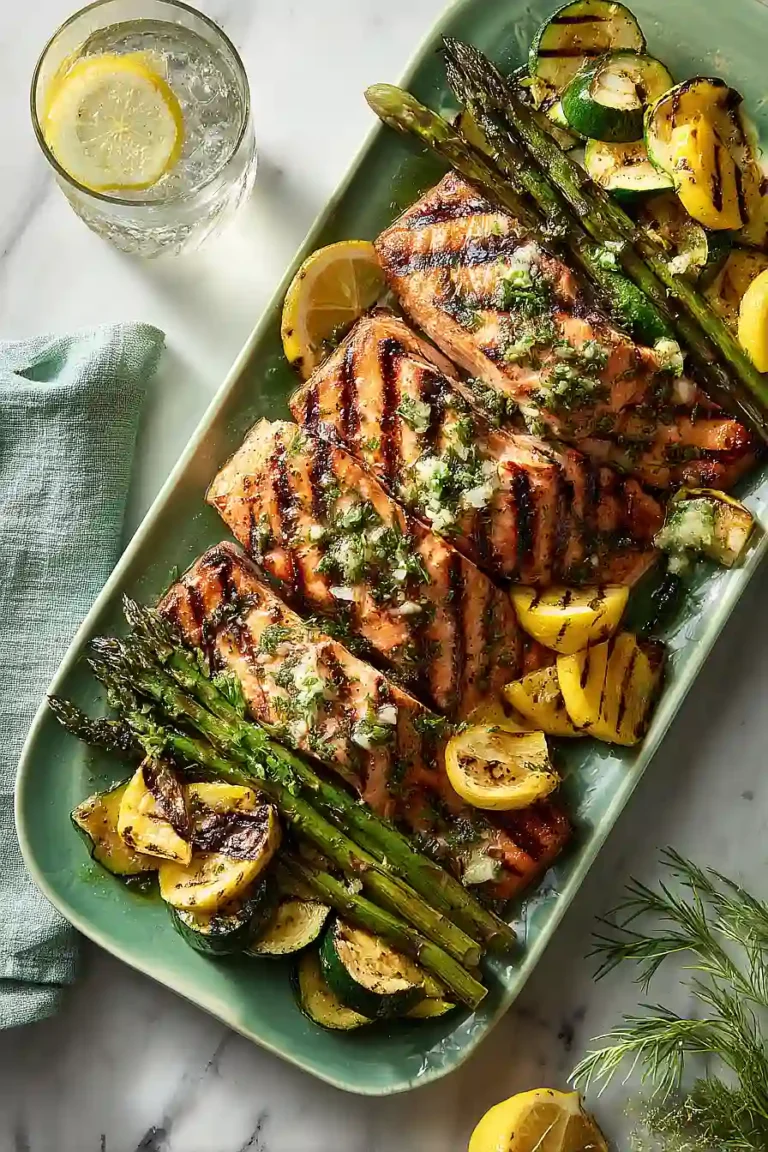 grilled salmon and veggies